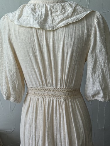 MABLE S/M Duster, Robe, Natural Woven Cotton & Lace, Layered, Boho, Ruffles - Picture 21 of 22