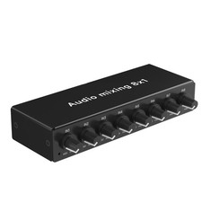 Out Audio Mixer,8 Ports 3.5mm Audio Mixing for Live Atreaming, Audio5727