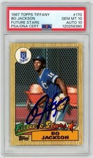 Bo Jackson Signed 1987 Topps Tiffany Future Stars Rookie #170 RC PSA GEM 10/10
