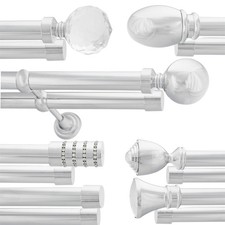 Chrome Double Metal Curtain Pole Set 25/25mm with Classic Brackets