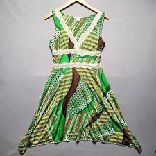 Jus d’Orange Paris Dress Women 2 Green Boho Whimsigoth Lace Handkerchief Hem 90s