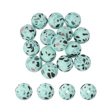 15 Pcs Silicone Round Beads, 15mm Camouflage Beads, Camo Green