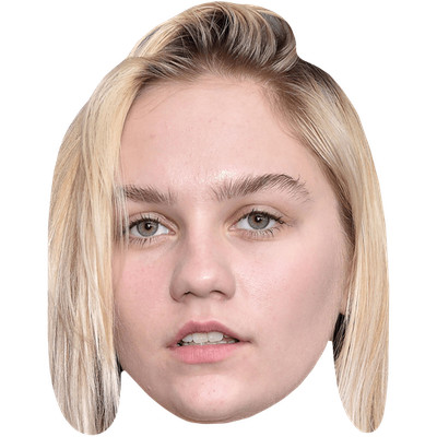 Carlie Hanson (blonde Haare) großer Kopf. Größer als das Leben Maske.