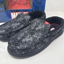 Marvel Avengers Mens Slippers XL 13 - 14 Spiderman Comics Black Web Fleece
