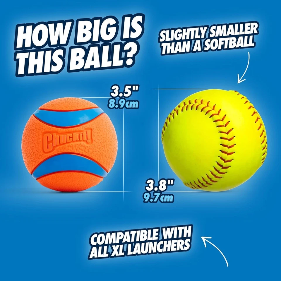 Chuckit! Ultra Ball 狗玩具 - XL 码 - 狗用 100+ 磅 - 由耐用 Ru 制造 — 第 4/4 张图片