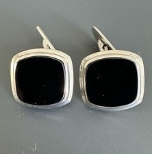 Vintage Manschettenkn&ouml;pfe Aus 835er Silber mit Schwarzem Onyx