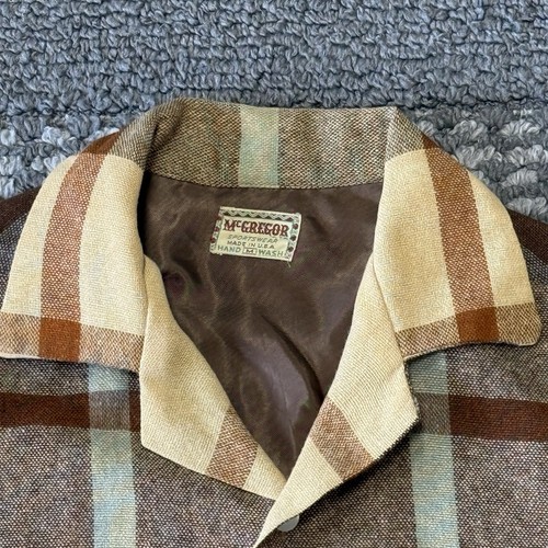 Vintage 1950s McGregor Sportswear Loop Collar Plaid Shirt Made in USA Men’s M - 第 4/10 張圖片