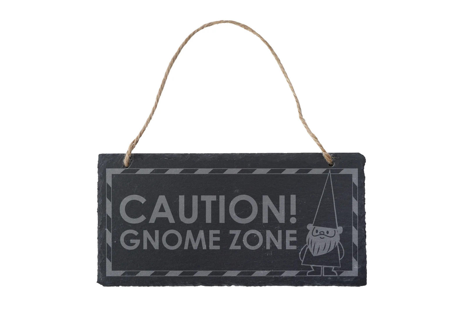 Slate Hanging Sign 'Caution Gnome Zone' Garden Shed Novelty Sign