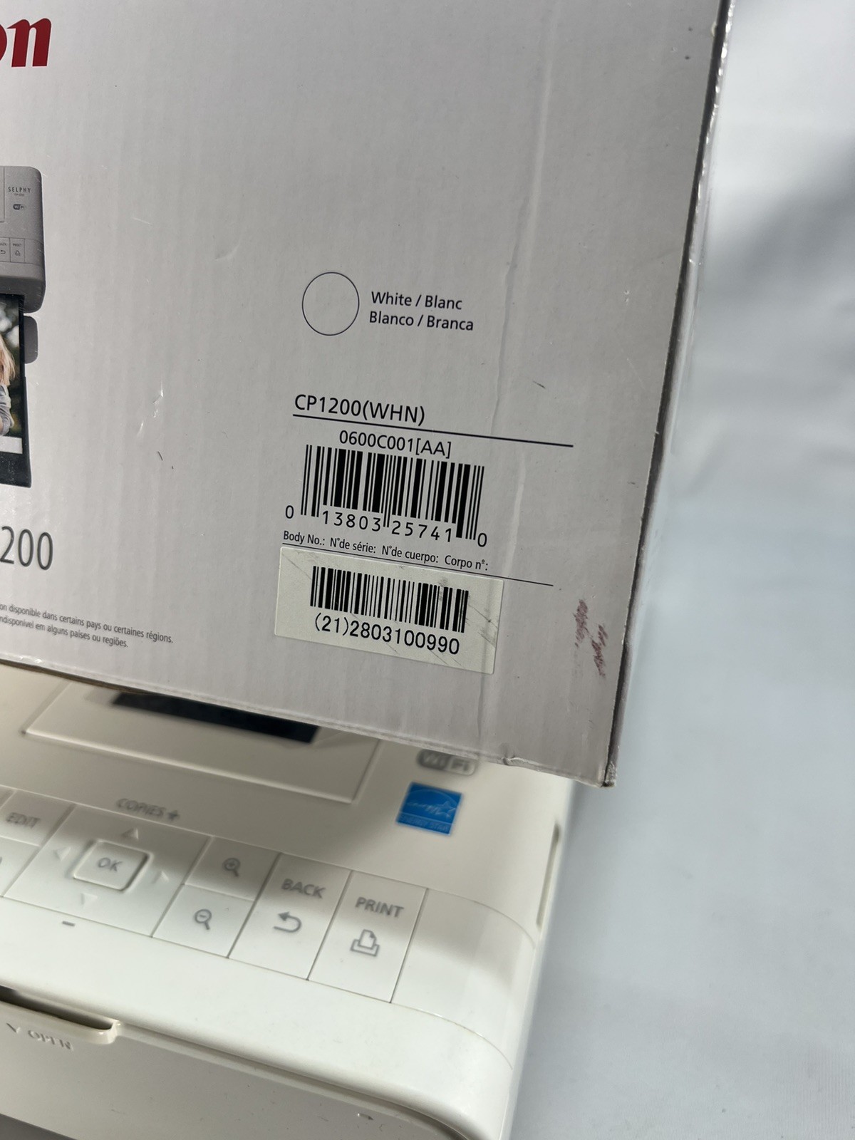 Canon Selphy CP1200 Compact Wireless Color Photo Printer MISSING POWER CORD