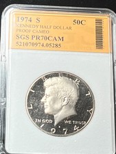1974 S Kennedy Half Dollar SGS PROOF 70 CAM!