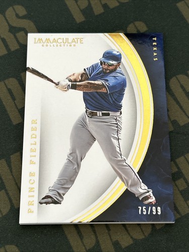 2016 Immaculate Collection #85 Prince Fielder Numbered 75 of 99 Texas Rangers - Picture 1 of 2