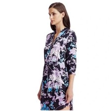 Diane Von Furstenberg Women’s Sz 10 Silk Floral Freya Dress Daze Sky Mauve Print