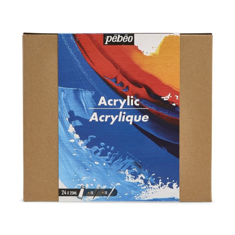 Peinture acrylique Pébéo en set de 24 nuances pour peindre sur toile à l'atelier