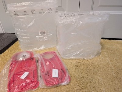 Set of 2 Tupperware Super Cereal Keeper/Storers Sheer w/ Pink Lids NEW