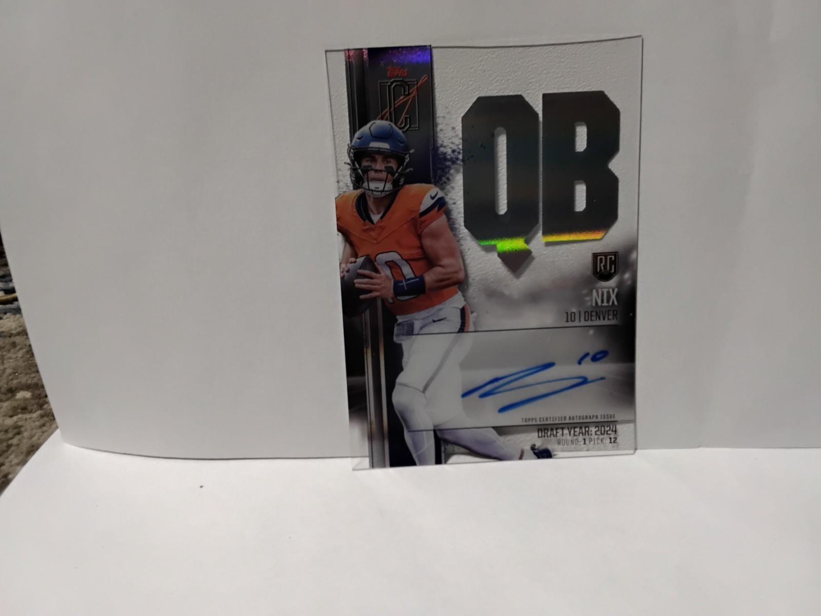 2024 Topps Signature Class Bo Nix Crystal Clear On Card Auto RC