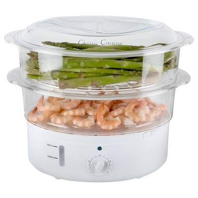 2-Tier Electric Vegetable Steamer & Rice Cooker W/ Timer