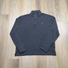 Polo Ralph Lauren Sweater Mens Medium Gray Estate Rib 1/4 Zip Mock Neck