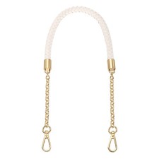62cm/24.4" PU Leather Braided Purse Strap Cream, Light Gold Buckle 