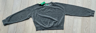 United Colors of Benetton Sweatshirt kurz grau glitzersilber 2XL 160cm 11-12 NEU
