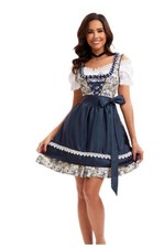 Oktoberfest Bavarian Blue Flower Print Dirndl Dress Medium