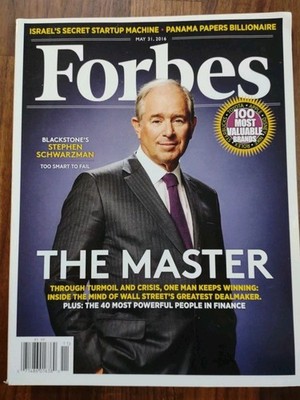 Forbes Magazine May 2016 Blackstone's Stephen Schwarzman The Master Wall Street