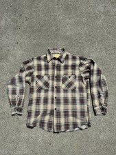 Sears Perma-Prest 60s/70s True Vintage Plaid Flannel Button-Up Shirt Large
