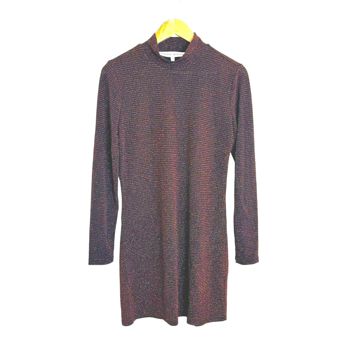 rebecca minkoff metallic dress Rebecca Minkoff Metallic Party Dress Women's Funnel Neck Black Red Long  Sleeve