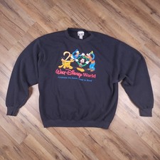 Vintage Walt Disney World Sweatshirt Mens XL Black Mickey Y2K Crewneck USA