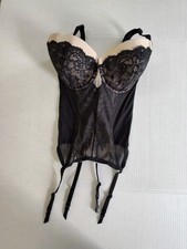 Victoria's Secret Black Lace Corset Bustier w Garter size 34DDD
