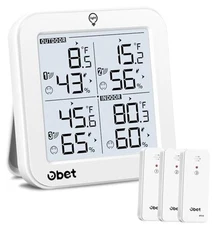  Indoor Outdoor Thermometer Wireless with 3 Sensors Weather Station White