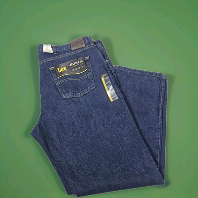 Men's Lee Regular Straight 42x30 Jeans Medium Wash Blue Cotton Denim 5 Pockets