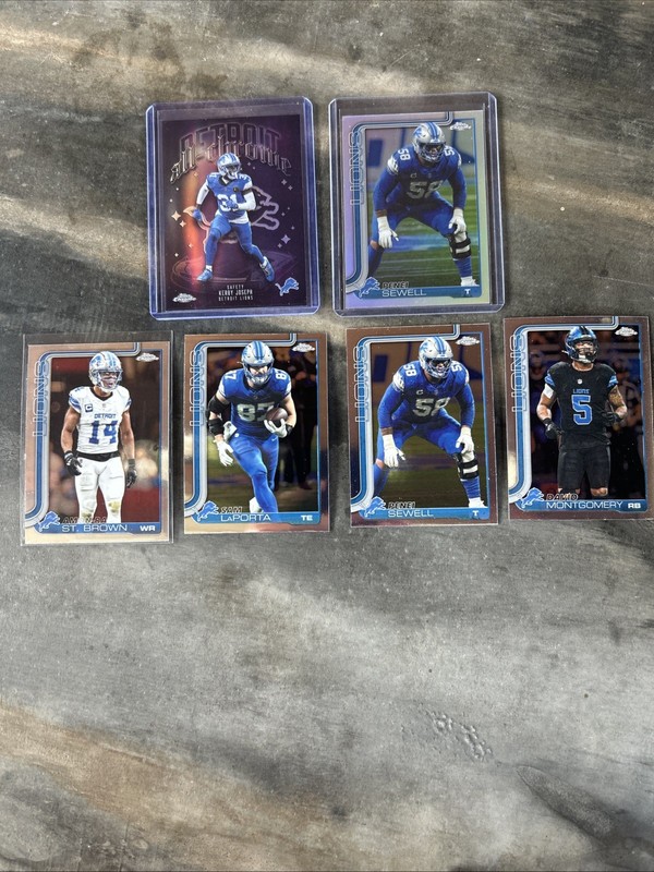 2025 Topps Chrome Football Detroit Lions 6 Card Team Lot
