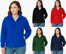 Womens Fleece Jacket Full Zip Micro ZIP POCKET Work Wear Anti Pill embroidery