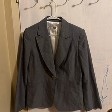 Tahari Arthur S. Levine Gray One Button Career Blazer Jacket Size 10