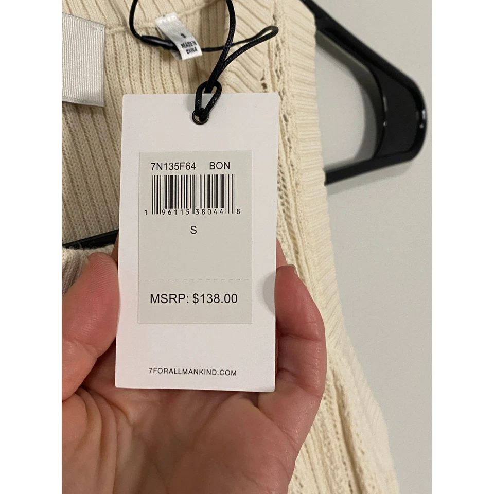 全新 7 for All Mankind 女式钩针背心 S 码 — 第 3/3 张图片