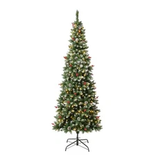 7.5 ft. Pre-Lit Cullen Slim Tree with Warm White LED Lights, Plug-In