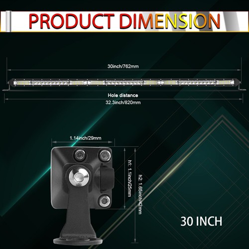 Slim Upper Roof 30" LED Light Bar Flood Spot For Polaris RZR XP 4 1000 900 800 - Picture 2 of 9