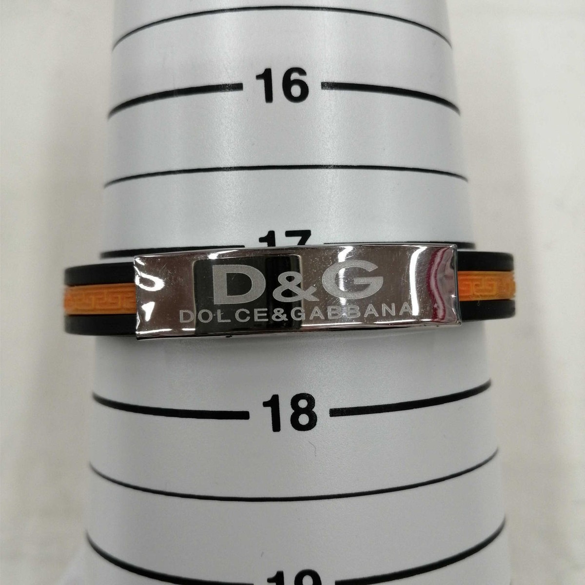 DOLCE & GABBANA Rubber Bracelet Black Orange 6.9 DOLCE & GABBANA Rubber Bracelet Black Orange 6.9