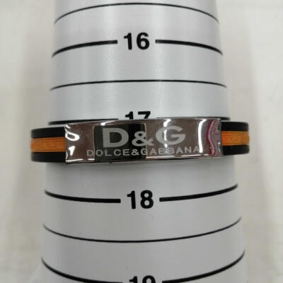 DOLCE & GABBANA Rubber Bracelet Black Orange 6.9