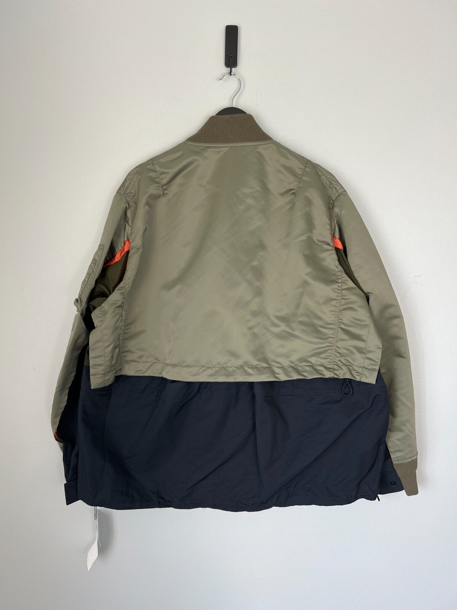 Sacai Nylon Twill Mix Blouson - Size 3 - Green Navy - NEW Sacai Nylon Twill Mix Blouson - Size 3 - Green Navy - NEW