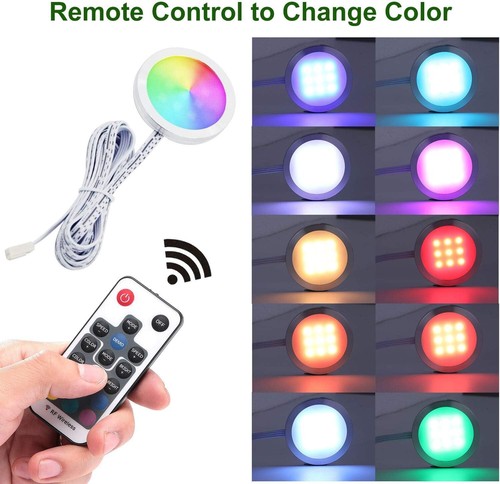 AIBOO Color Changing LED Under Cabinet Light Slim Puck Lights for Shelf Display - Picture 27 of 50
