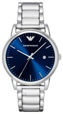 Emporio Armani Men's Analog Watch AR8033 Stainless Steel Band  Blue Dial 43mm