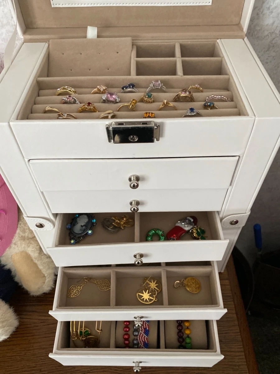 Jewelry Box 6 Tier Large Jewelry Case with Drawers Mirror and