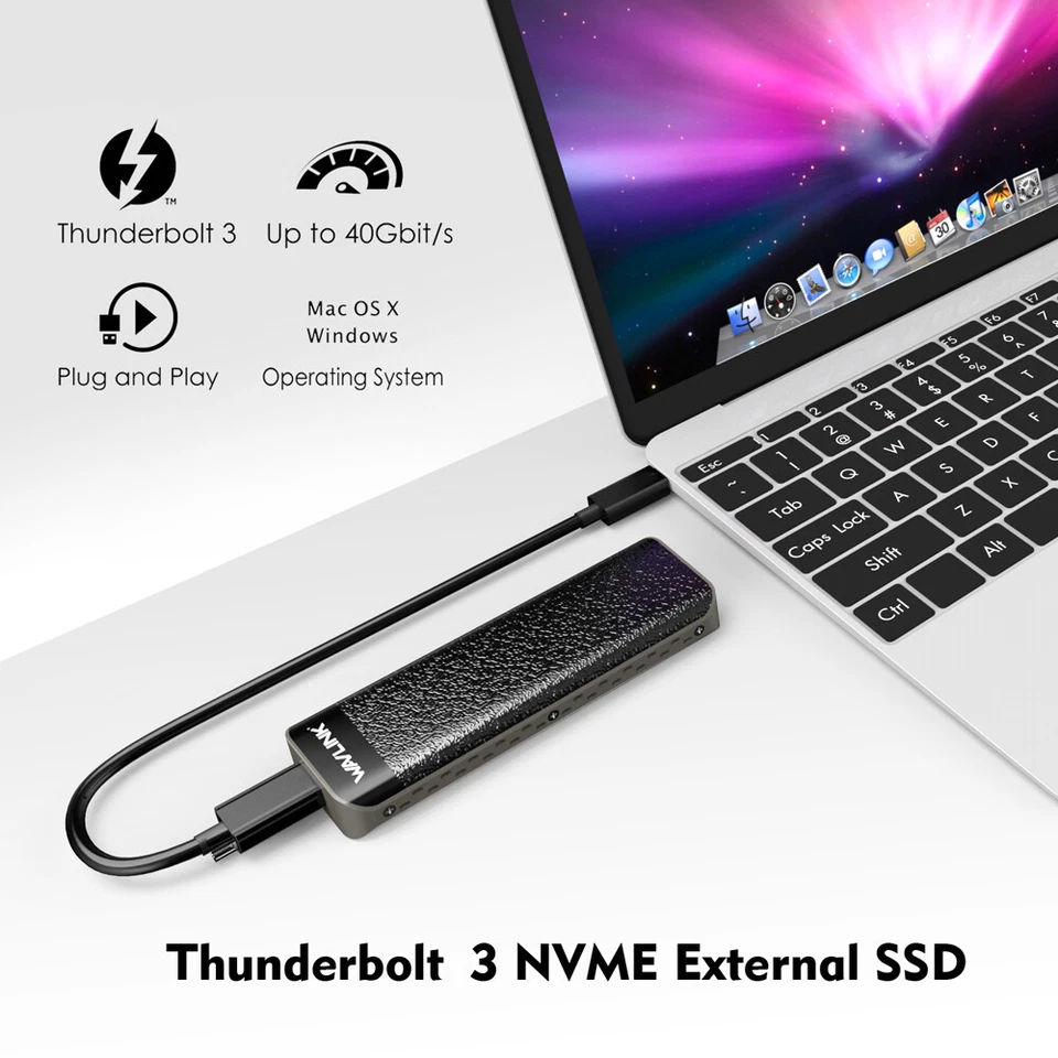 Estuche externo Wavlink 40 Gbps M.2 NVME PCI-E SSD Thunderbolt NVMe Foto 4 de 4