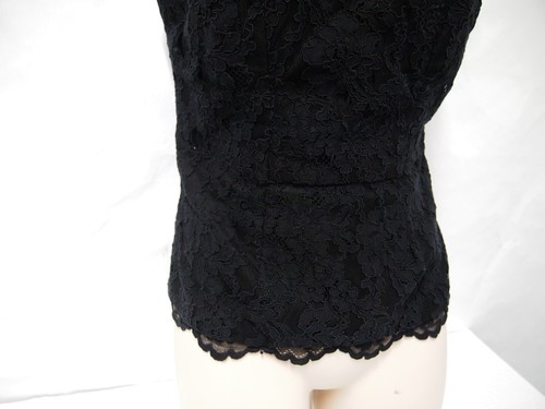 Nicole Miller Womens Top S Black Lace Halter Sheer Neck Sleeveless Expose Zipper - Picture 4 of 7