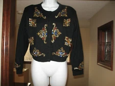 VINTAGE SPARKLING SEQUINS BEADS LAMBSWOOL ANGORA RABBIT SWEATER BY I DID IT Sz M