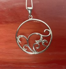 Sterling Silver Genuine Diamond Chip Necklace 18  Sterling Silver Chain