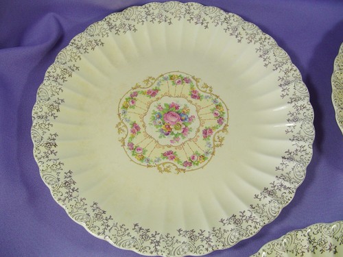 Aristocrat Imperial Ware 1930s 10in Plates 22K Gold SET OF 3 Toledo Delight VTG - Picture 3 of 12