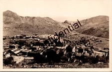 Real Photo Bird's Eye View Virginia City Nevada Gold Mining Town NV RP RPPC K157
