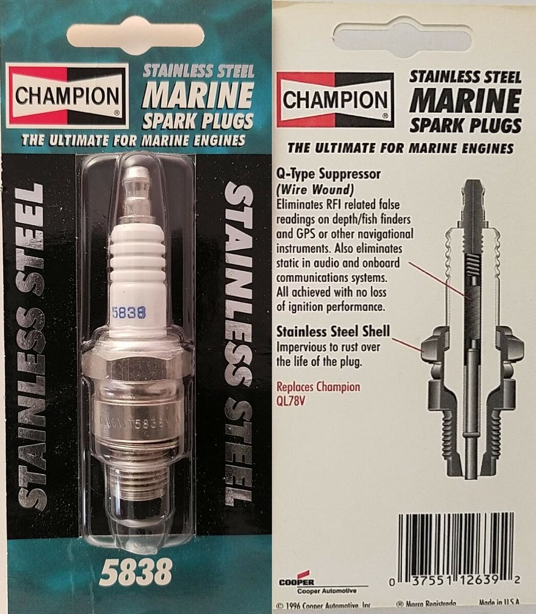 Champion Marine Spark Plug 5838 Stainless Steel Replaces Champion Marine Spark Plug 5838 Stainless Steel Replaces